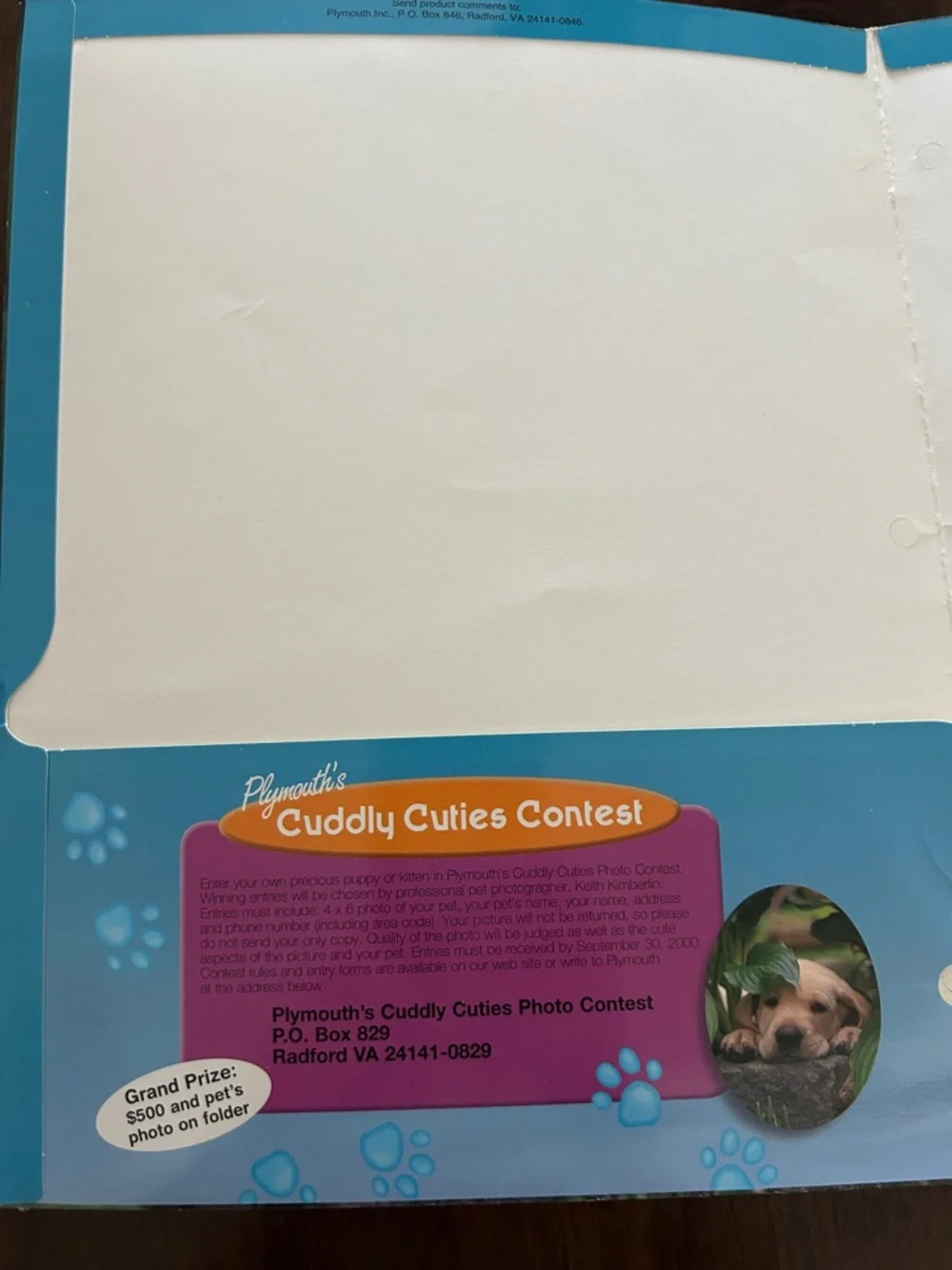 Vntg Cuddly Cuties Puppy Folder Yellow Labrador & Puppies on the back cover